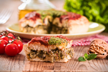 Calzone with walnuts and endive. 