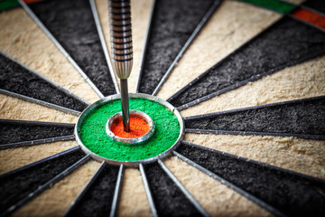 the darts in bull's eye, close up