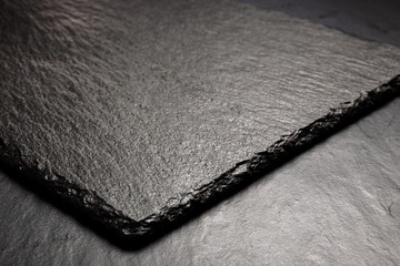 black slate board for serving with copy space, top view