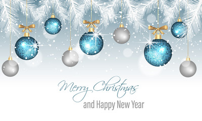 Christmas greeting card. Happy New Year vector illustration.