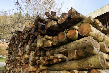 Brennholz gestapelt - Holzhaufen