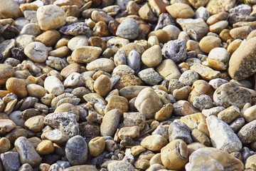 Sea pebble, sea stones, background texture of pebble