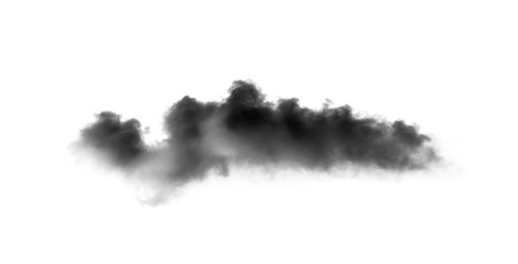 black cloud with a blanket of smoke on white