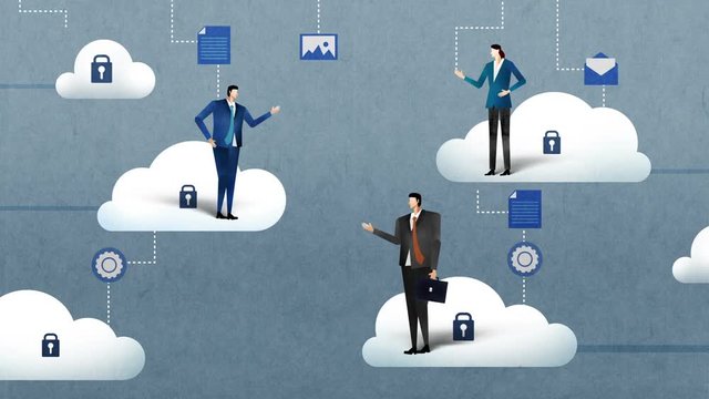 Businessman businesswoman with Access Cloud computing service.business illustration