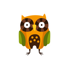 Stylized Owl Standing, Camping And Hiking Outdoor Tourism Related Item Isolated Vector Illustration