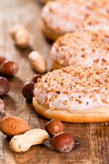 Sweet donuts with sprinkles. 