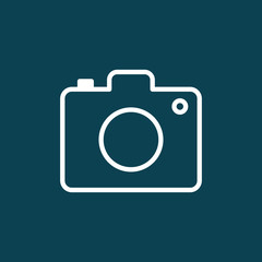 thin line camera icon on blue background