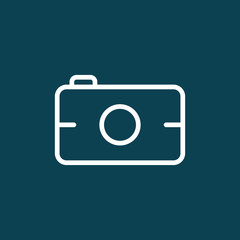 thin line camera icon on blue background