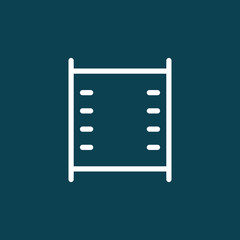 thin line filmstrip video icon on blue background