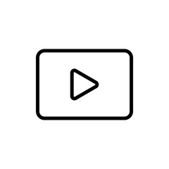 thin line video play icon on white background