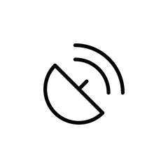 thin line antenna, satellite dish, broadcast icon on white backg
