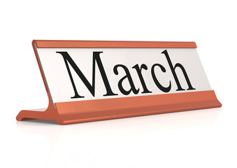 March word on table tag isolated