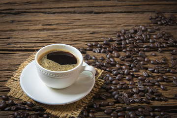 coffee cup and coffee beans