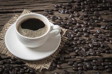 coffee cup and coffee beans