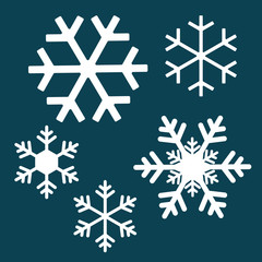 white snowflake icons on blue background