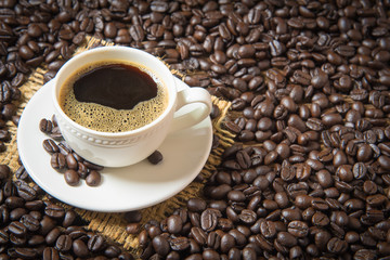 coffee cup and coffee beans