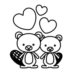 Obraz na płótnie Canvas Beaver cartoon in love icon. Animal cute adorable creature and friendly theme. Isolated design. Vector illustration