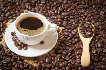 coffee cup and coffee beans