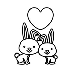 Rabbit cartoon in love icon. Animal cute adorable creature and friendly theme. Isolated design. Vector illustration