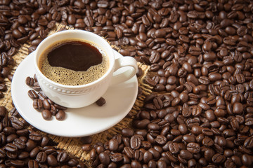 coffee cup and coffee beans