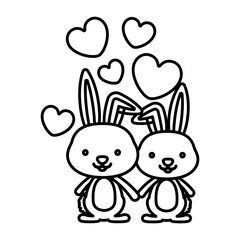 Rabbit cartoon in love icon. Animal cute adorable creature and friendly theme. Isolated design. Vector illustration