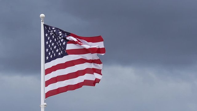 American Flag Waving in the Wind, Slow Motion