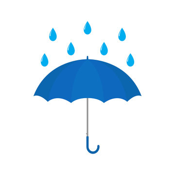 Blue umbrella with raindrop vector