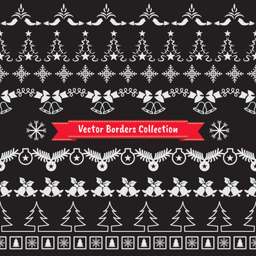 Seamless vector borders element christmas collection