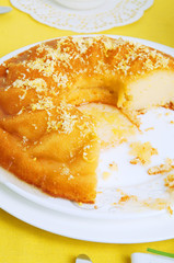 Yellow summer table setting with lemon bundt cake
