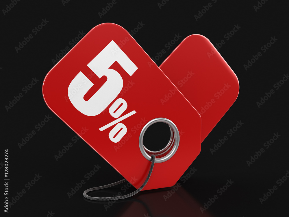 Poster label 5%. image with clipping path