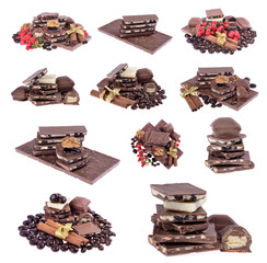 types of chocolate, dragees, selective focus
