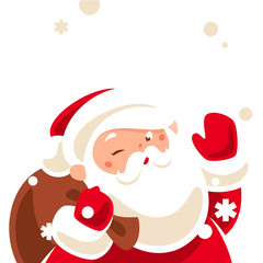Santa winking. Christmas character isolated on white background