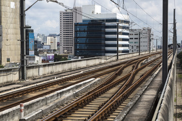 Fototapeta premium BTS, sky train railroad with cloudy sky.