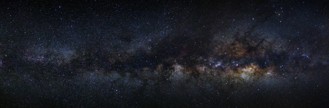 Fototapeta panorama milky way galaxy on a night sky, long exposure photogra