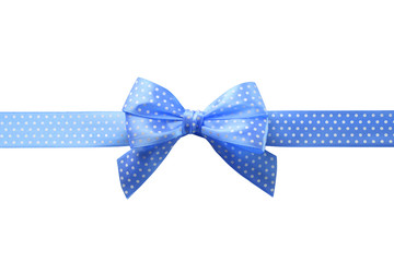 Festive ribbon bow with polka dot on white background