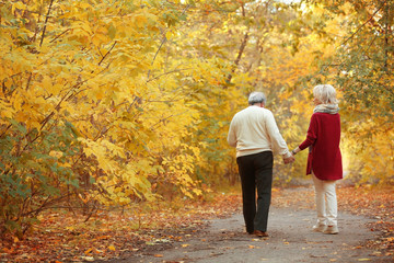 Fototapeta premium Lovely mature couple in autumn park