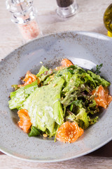 salad with red fish and vegetable