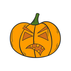 Vector cartoon hand drawn Halloween Pumpkin