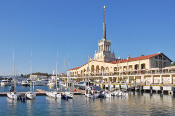 Fototapeta premium View of seaport in Sochi