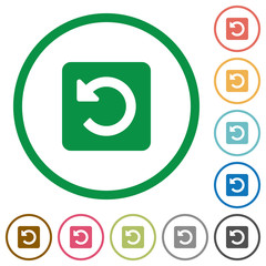 Rotate left flat icons with outlines