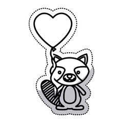 Raccoon cartoon in love icon. Animal cute adorable creature and friendly theme. Isolated design. Vector illustration