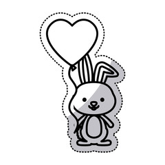 Rabbit cartoon in love icon. Animal cute adorable creature and friendly theme. Isolated design. Vector illustration