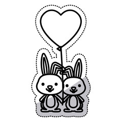 Rabbit cartoon in love icon. Animal cute adorable creature and friendly theme. Isolated design. Vector illustration