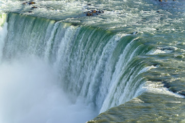 Closeup Horseshoe waterfall, Niagara falls, Canada 