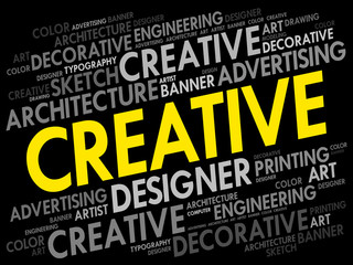 CREATIVE word cloud, creative business concept background