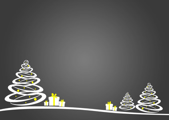 Christmas tree with gifts  on grey background