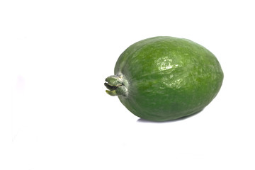 One ripe green fruit feijoa