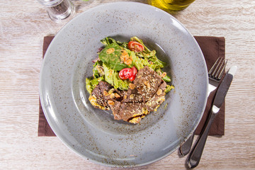 hot salad with beef