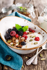 Delicious granola with blackberry