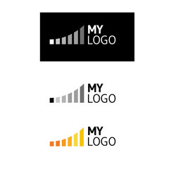 Modern histogram logo design: logotype for different companies: management, administrative, industrial engineering, software house, insurance company. Vector image isolated on white background.